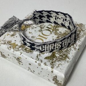 Dior J’ADIOR Black and White Embroidered Friendship Bracelet with Box